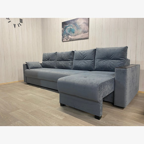 ДИВАН КОМФОРТ-6 (3+1К) НПБ+МДФ, велюр Sensey Steel grey